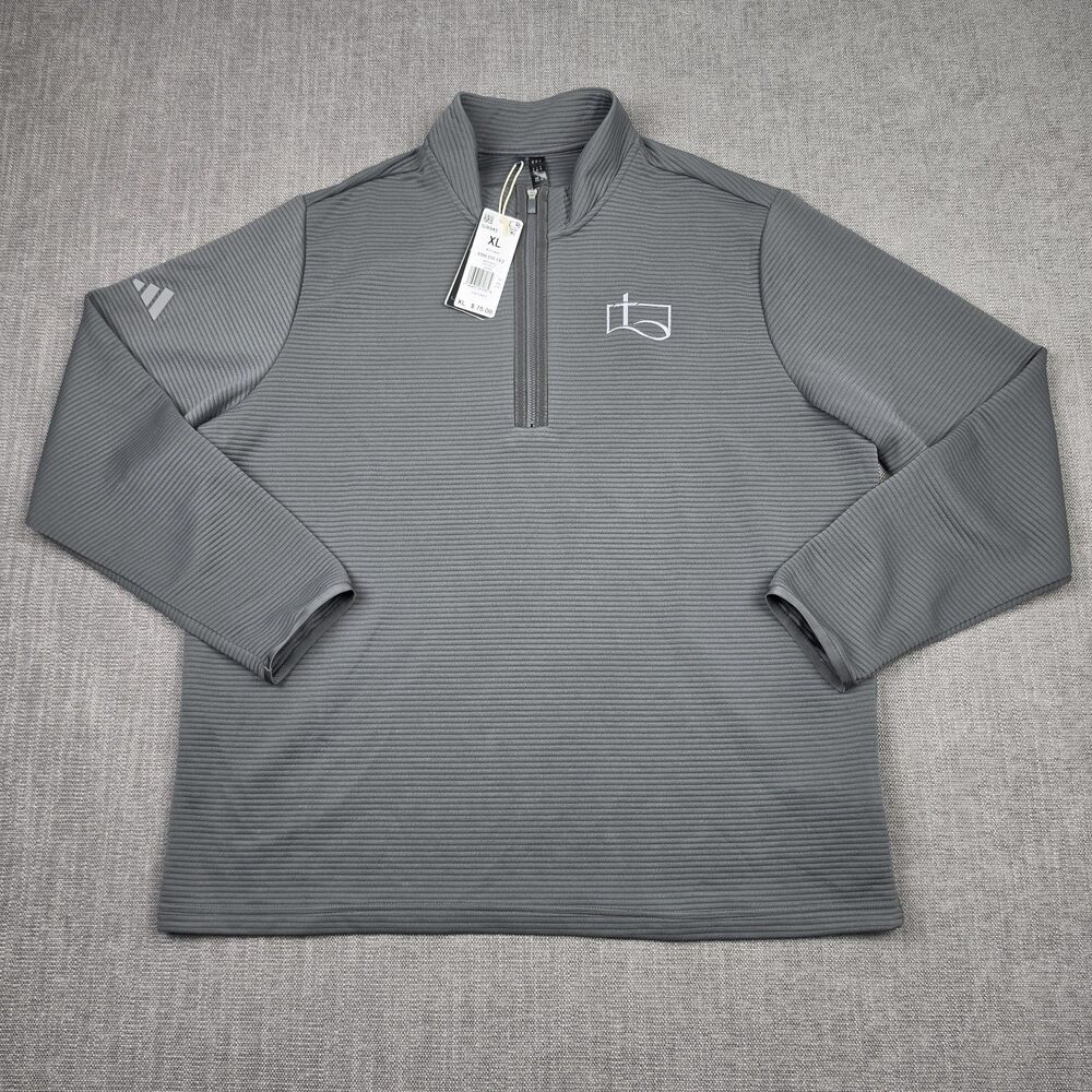 Adidas Golf Mens XL Grey Textured 1/4 Zip Pullover Long Sleeve Sweatshirt NWT
